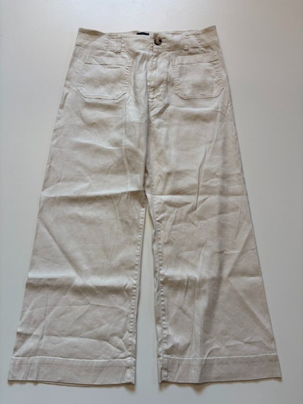 Anthropologie Maeve Colette Linen Blend Stretch High-Rise Wide Leg Pants Trouser - Picture 6 of 13